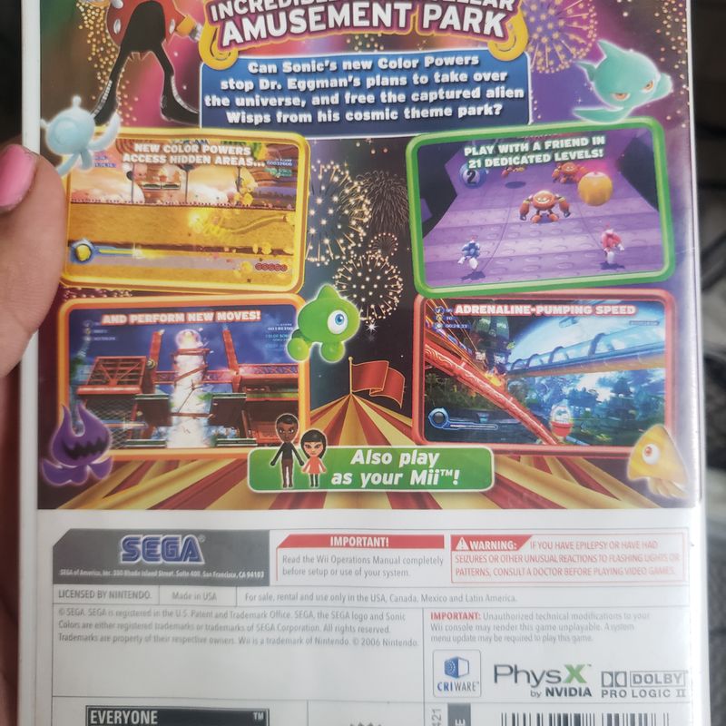 Sonic Colors Nintendo Wii (Seminovo) (Jogo Mídia Física) - Arena
