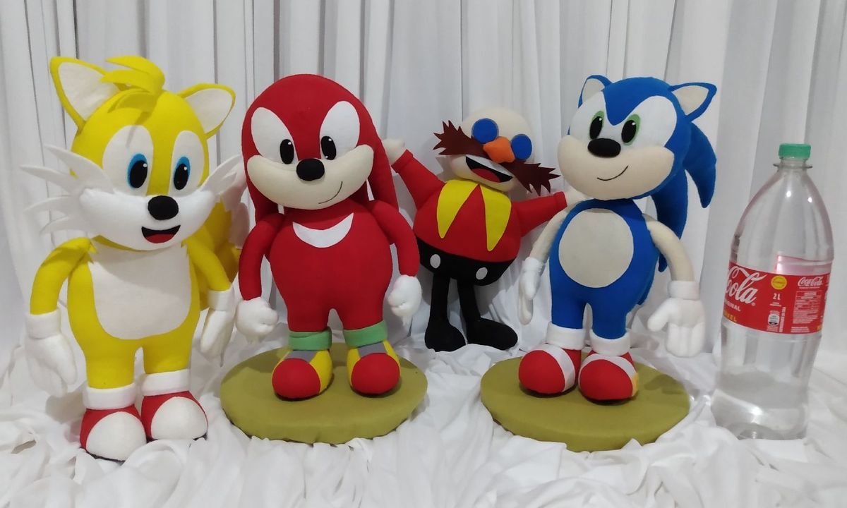 4 Bonecos Turma do Sonic em Feltro