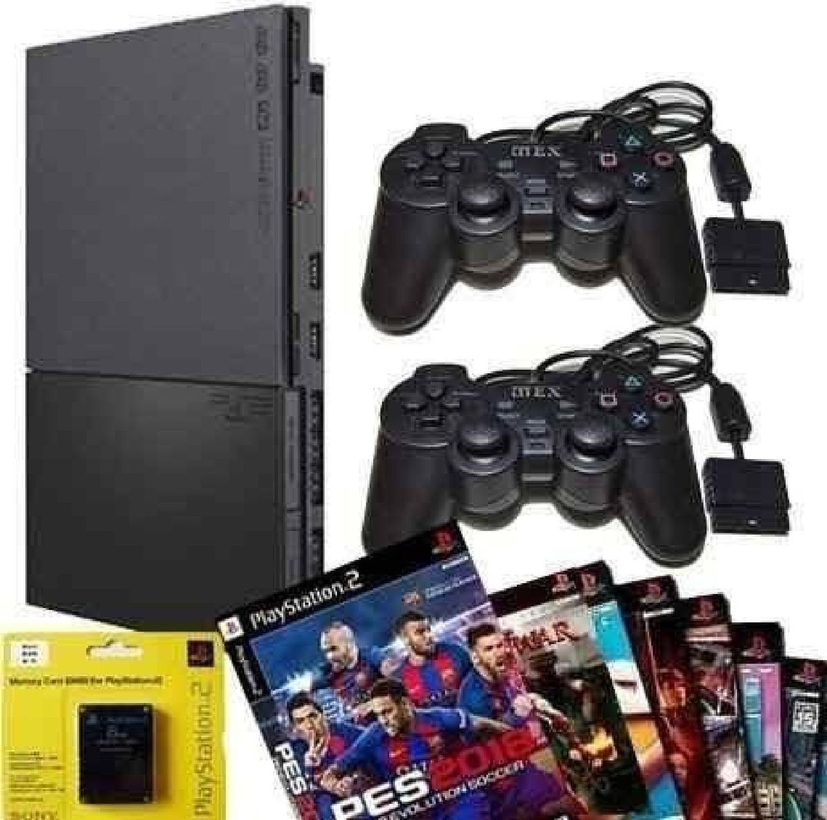 Sony Playstation 2 Slim com 2 Controles 20 Jogos Memory Card Produto Masculino Sony Nunca