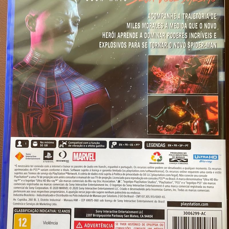 Spider Man - Miles Morales  Jogo de Videogame Sony Usado 90874196