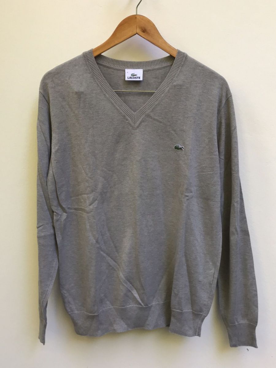 sueter lacoste cinza