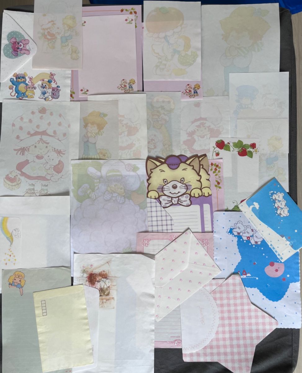 Super Coleção Papel De Carta Antigo Anos 80 Vintage Lote Pasta Item