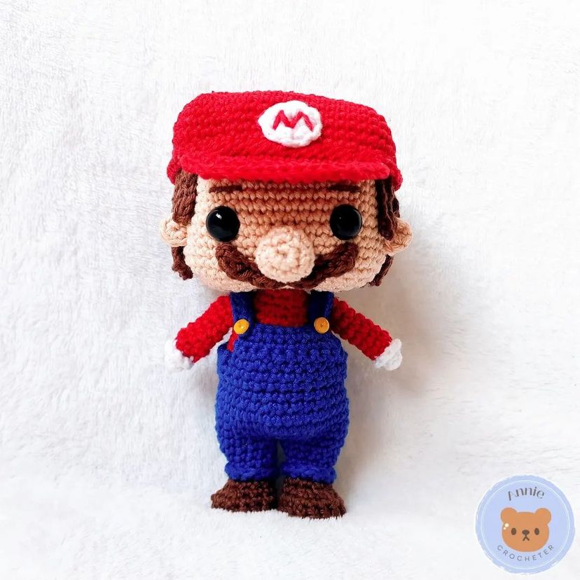 super mário boneco de crochê amigurumi - outros annie crocheter