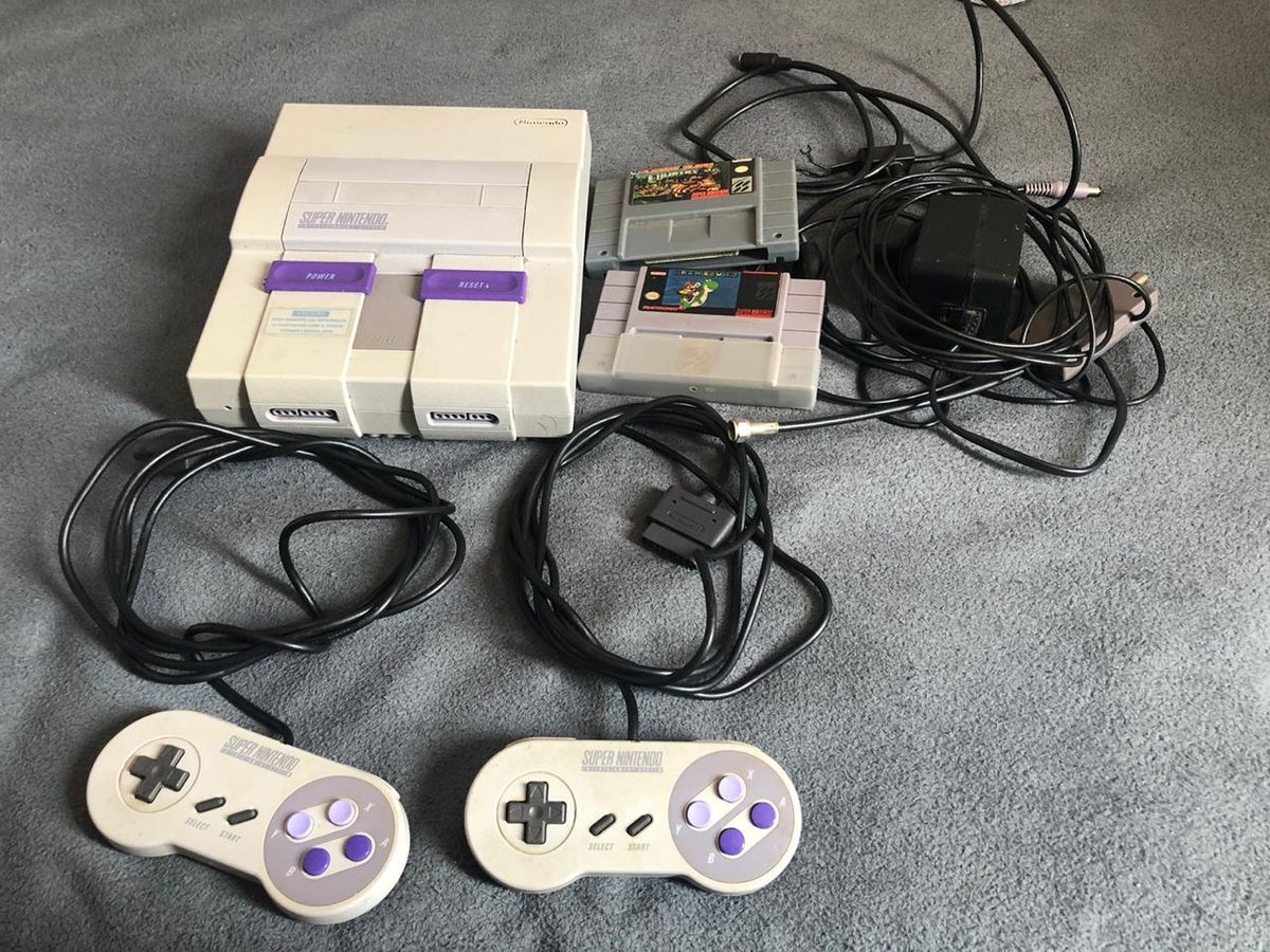 Super Nintendo Original Completo Controles Fitas Console De Videogame Nintendo Usado