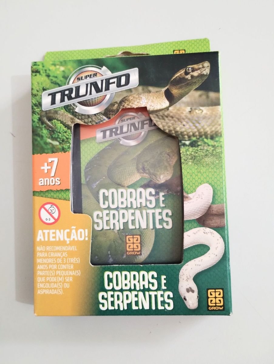 Trunfo cobras e serpentes 32 cartas - Grow Grow entrega delivery rápido