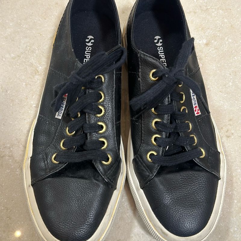Tênis Superga Couro Preto Superga Usado 105133037 enjoei