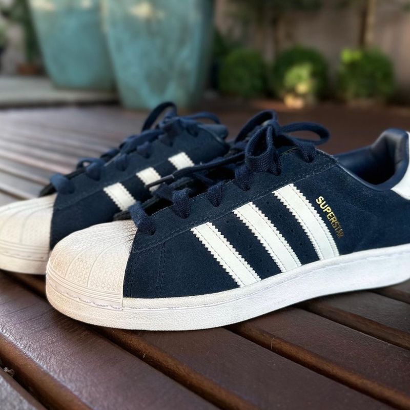 Adidas superstar suede bleu on sale marine