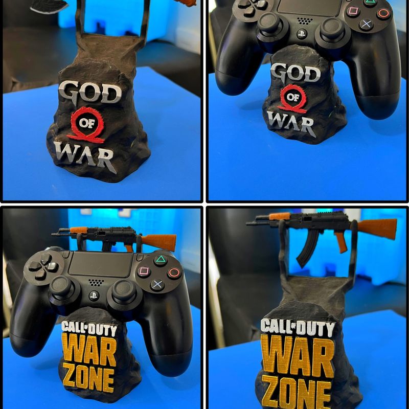 Suporte para Controles de PS4 e PS5 - Personalizado God of War Cinza