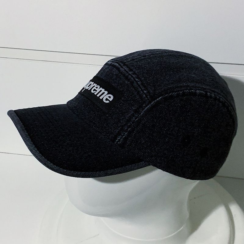 Supreme Embossed Denim Camp Cap Black