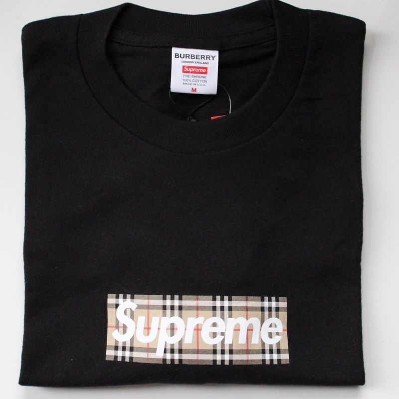 Supreme X Burberry Box Logo Tee 'Black' GOAT