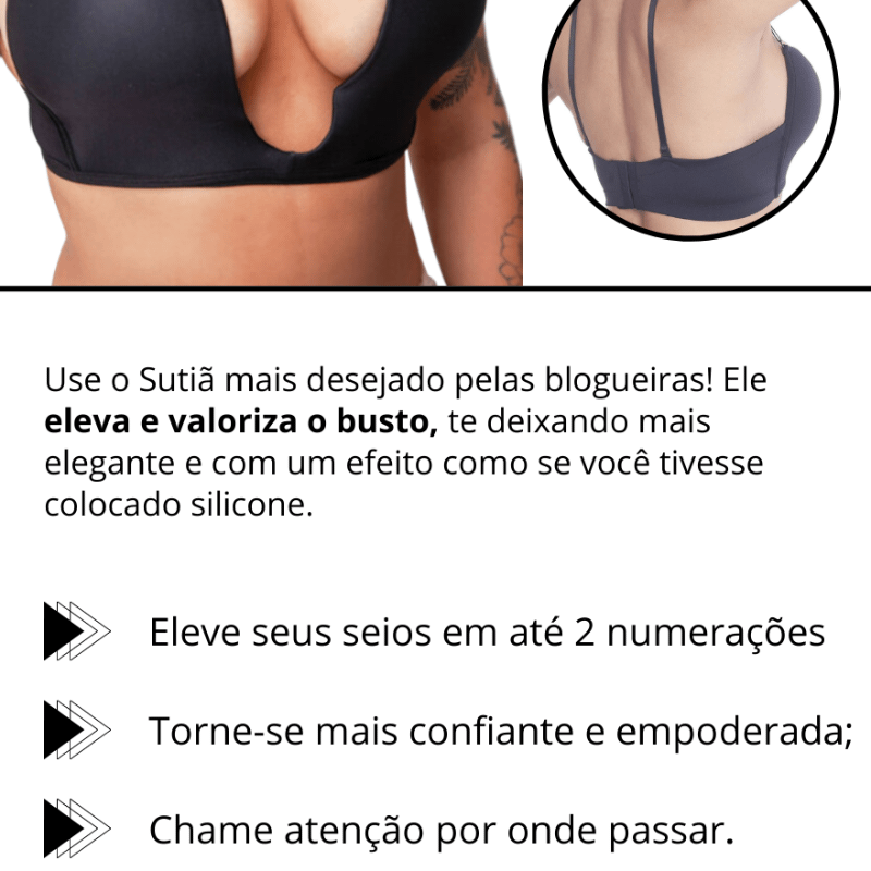 Sutiã Decote U Profundo Push Up - Mundo das Cintas