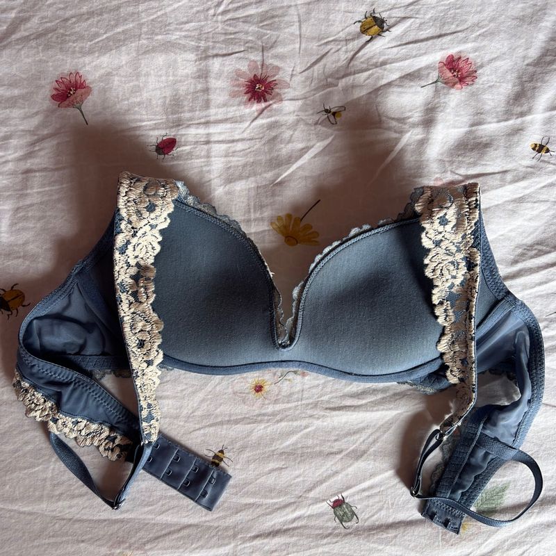 Sutiã Super Push-Up Gioia Pretty Flowers - Azul | Lingerie