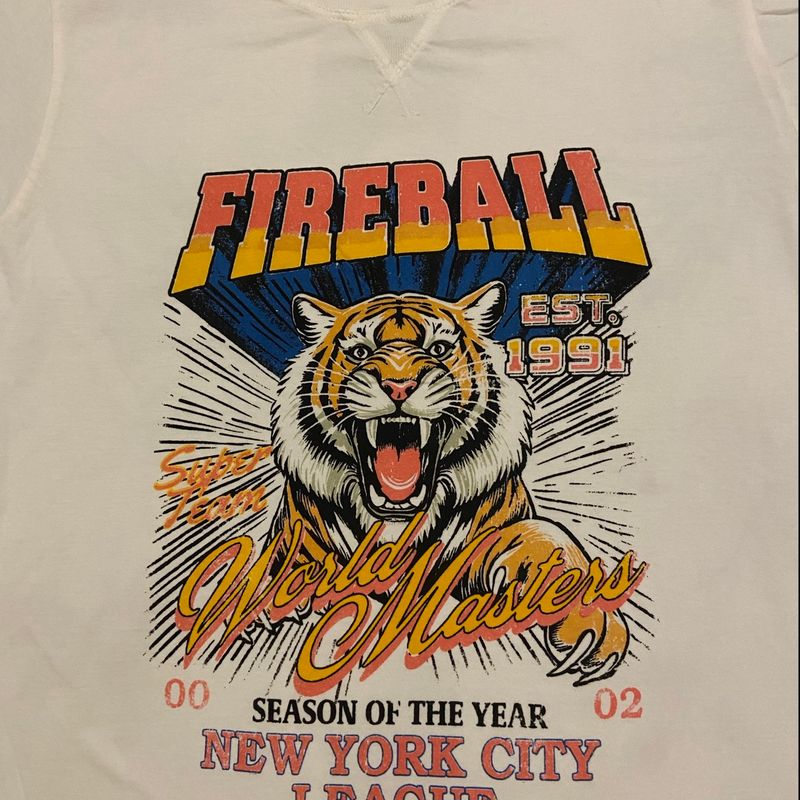 T-Shirt Fireball - Off White | Nv Nunca Usado 129277572 | enjoei