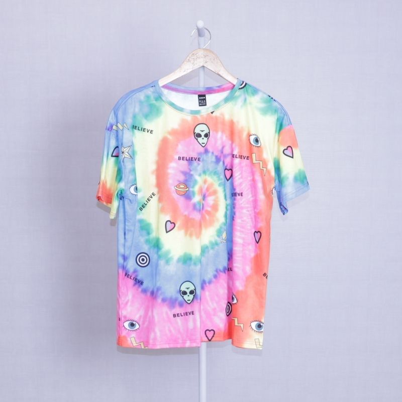 Tee Shein Shein Camiseta Tie Dye T-Shirt Colorida Tie Dye Shein