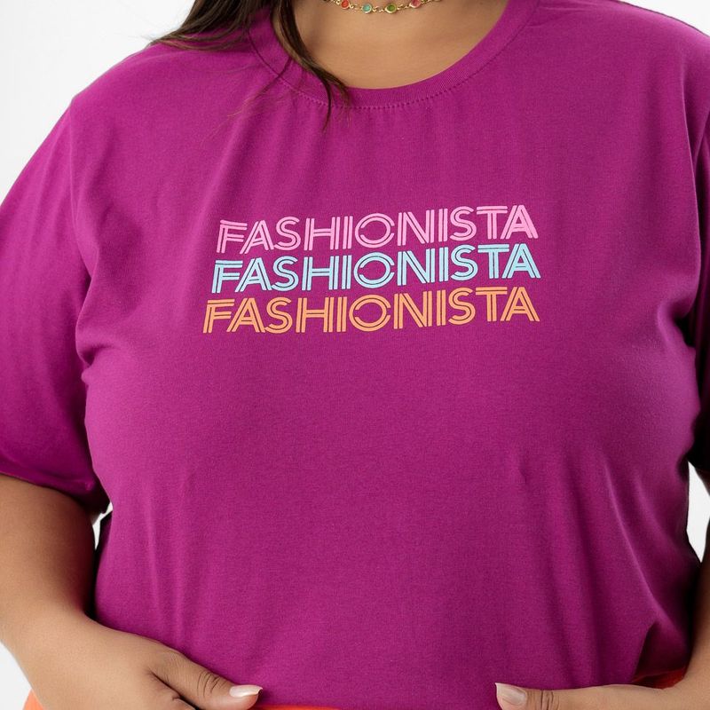 T-Shirt Plus Size G2, com Estampa Fashionista Colorida, 100