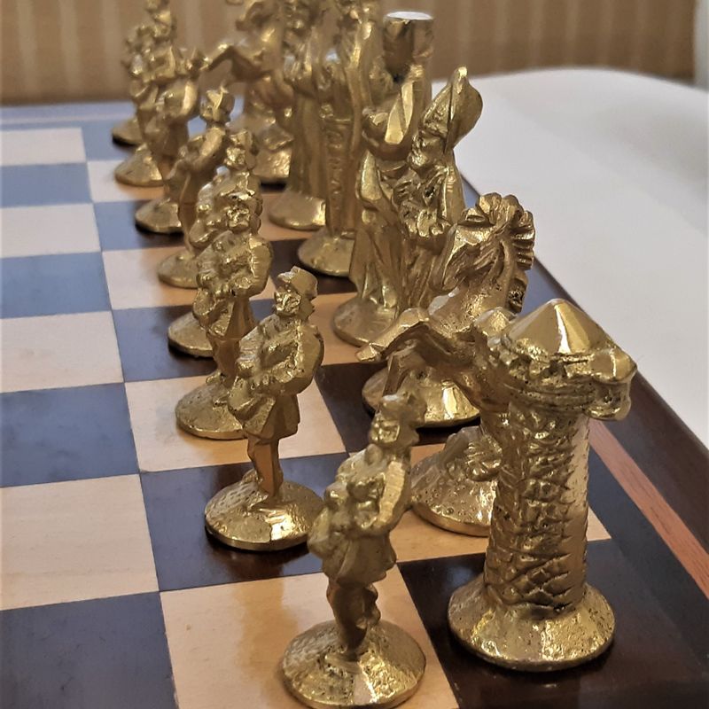 52cm De Luxo Jogos De Tabuleiro De Xadrez Bronze Peças De Xadrez