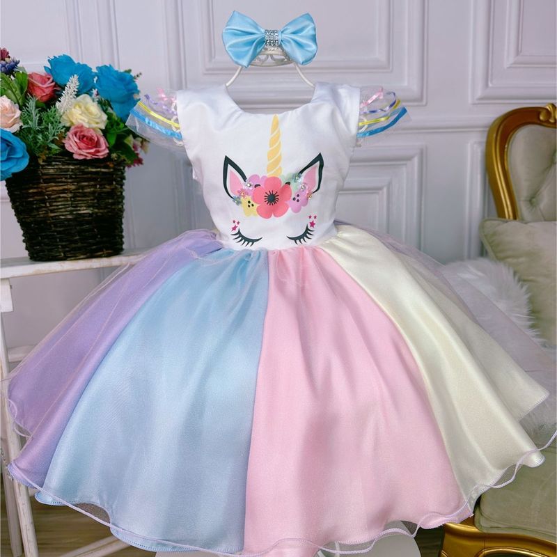 Aniversário Vestido Luxo Infantil Unicornio Birthday Vestidos De
