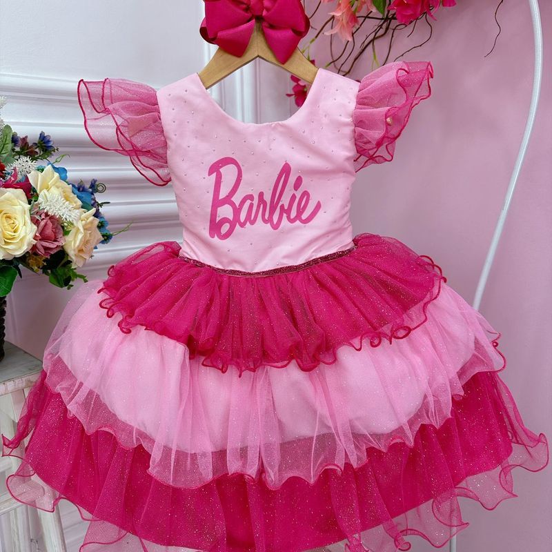 Lindo vestido infantil da Barbie estiloso 