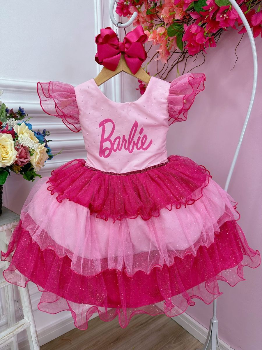 Tam 6 Vestido de Festa Barbie, Roupa Infantil para Menina Lig Lig Nunca  Usado 87841294