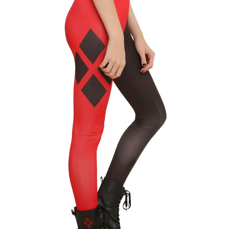 Tam P 34/36 Calça Legging Bicolor Estampa Arlequina Harley Quinn