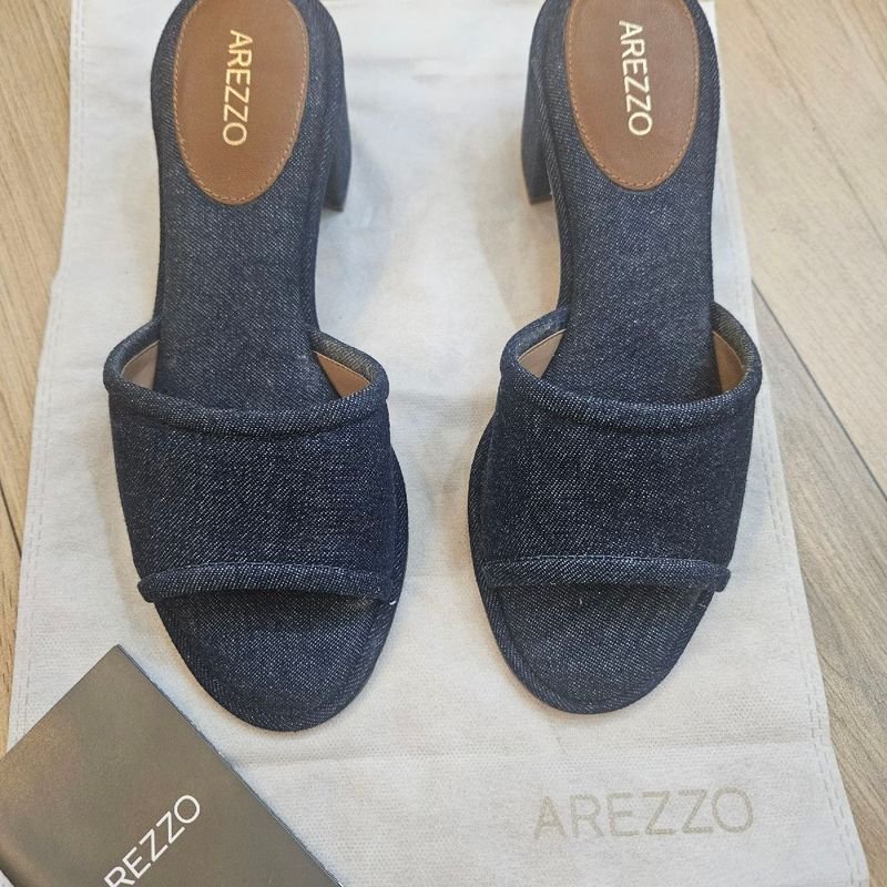 Tamanco Arezzo Jeans 37 Novo Sand lia Feminina Arezzo Nunca