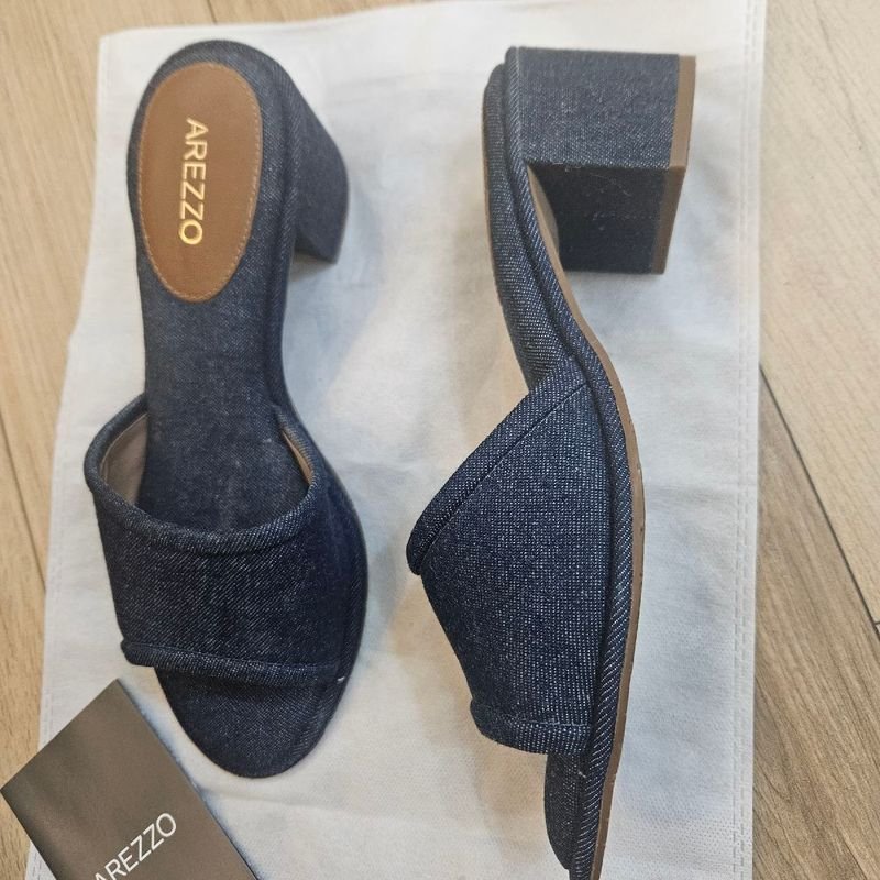 Tamanco Arezzo Jeans 37 Novo Sand lia Feminina Arezzo Nunca