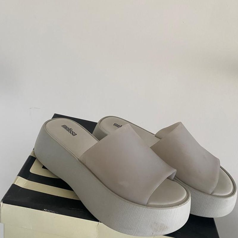 Tamanco Plataforma Melissa Branco Sand lia Feminina Melissa Usado 84814418 enjoei