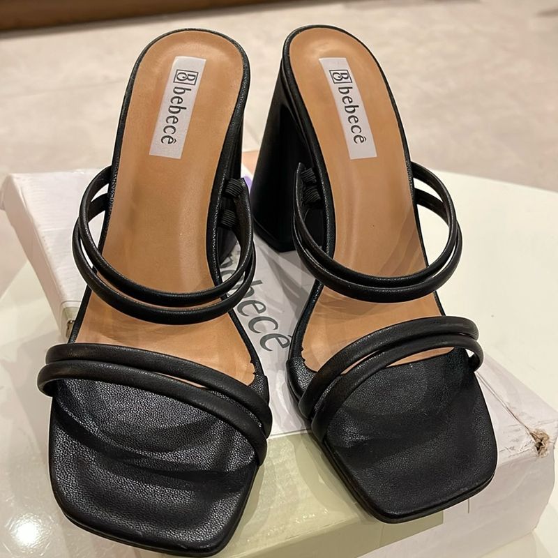 Tamanco Salto Grosso Quadrado Tiras Bebecê Bebecê Usado