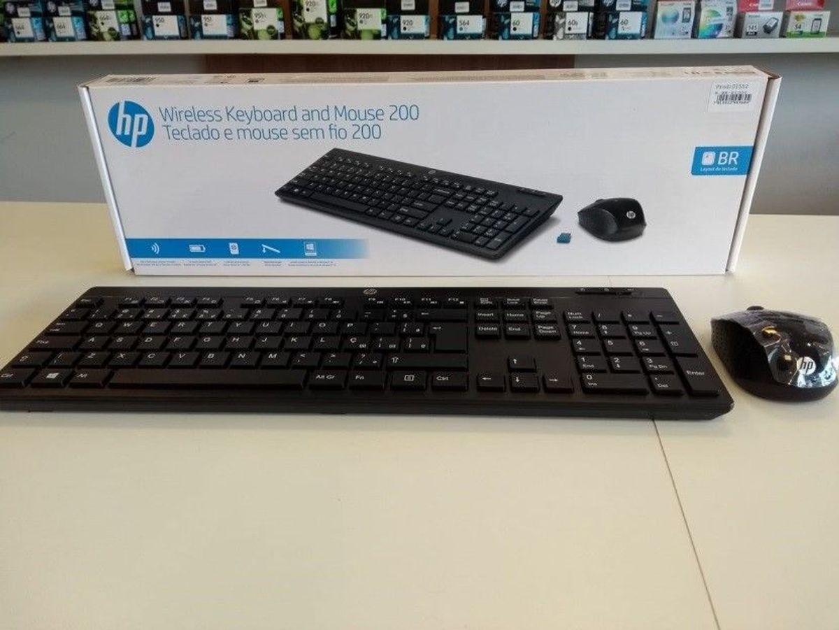 teclado e mouse sem fio - hp 200 - teclado hp