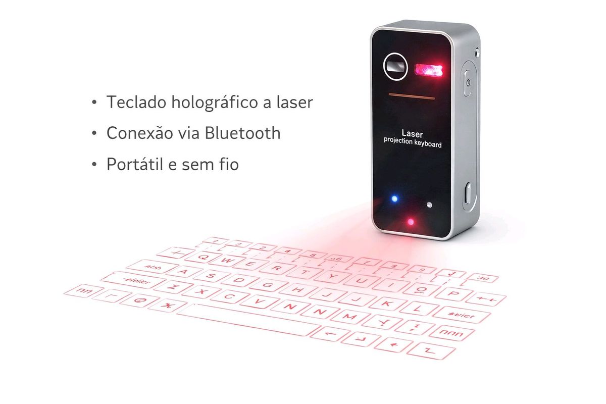 Teclado Holográfico Laser Bluetooth | Mouse p/ Computador Keyo'uird ...