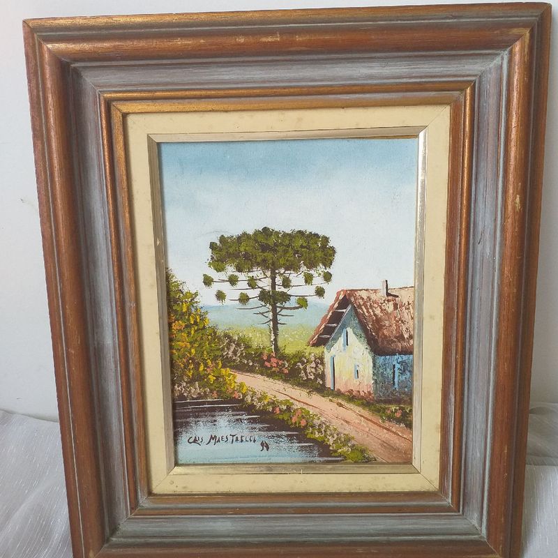Tela da Artista Paranaense Cris Maestrelli Paisagem Casa com