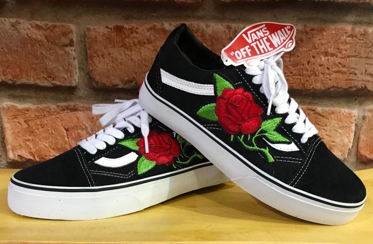 tênis vans old skool black rose