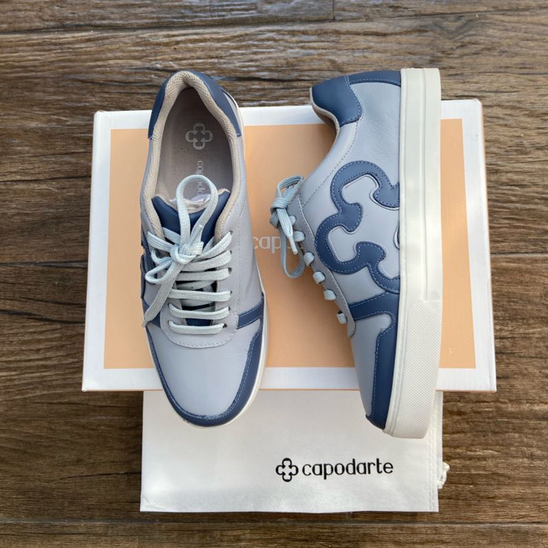 Couro Capodarte Tenis Capodarte Azul Tênis 36 Em Couro Azul Claro