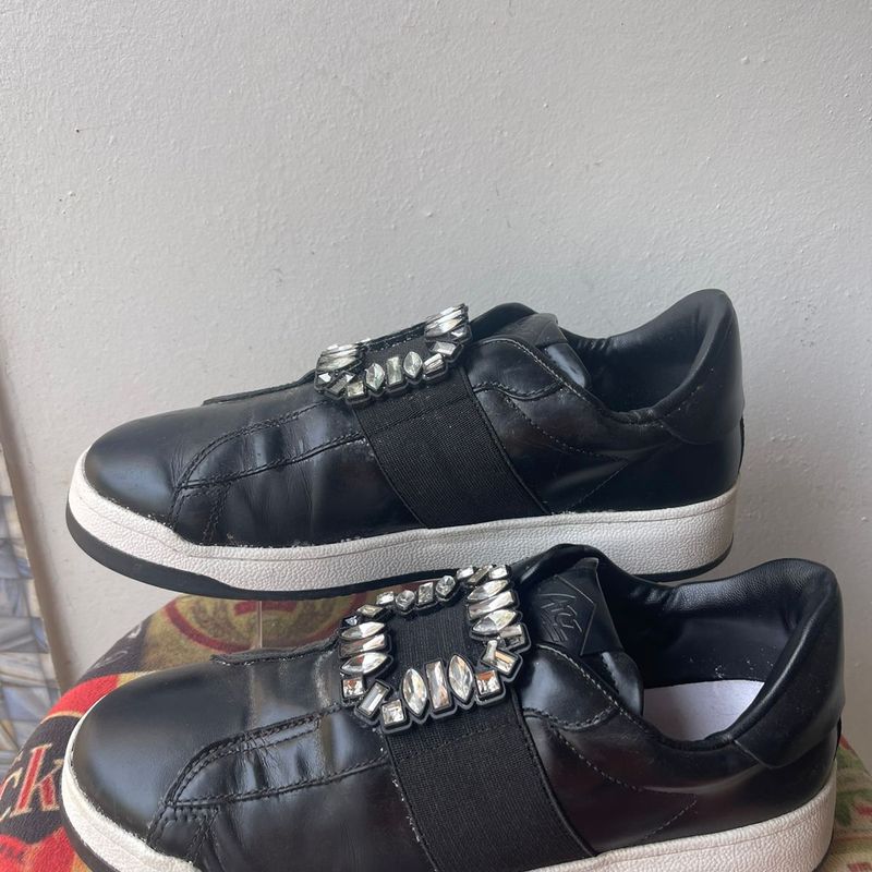 Arezzo Tenis Slip Com Pedraria Tênis Slip On Branco Arezzo Couro