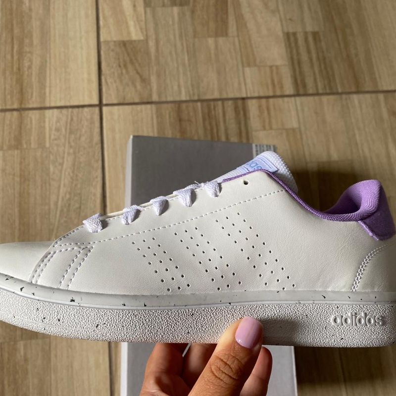 Tenis adidas feminino sales branco com roxo