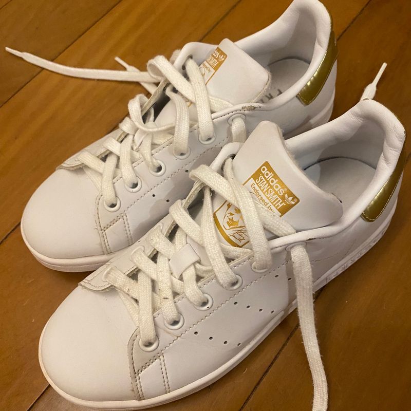 Tenis Adidas Branco e Dourado Stan Smith Tamanho 5 Usa Adidas Usado 93244275 enjoei