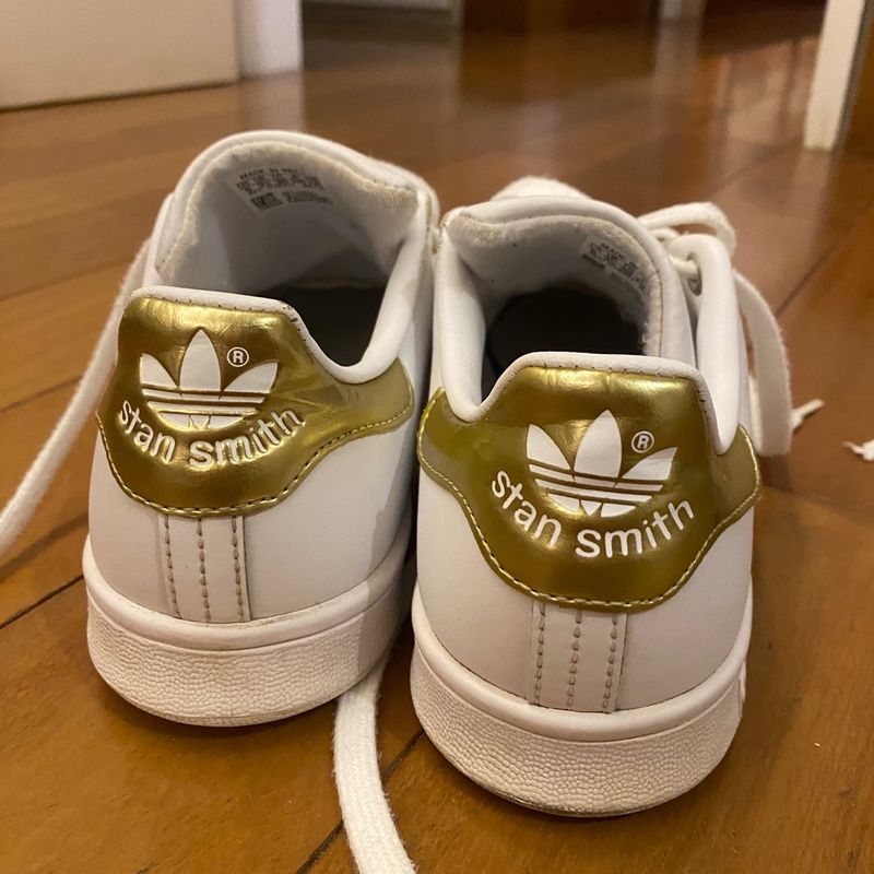 Tenis Adidas Branco e Dourado Stan Smith Tamanho 5 Usa Adidas Usado 93244275 enjoei