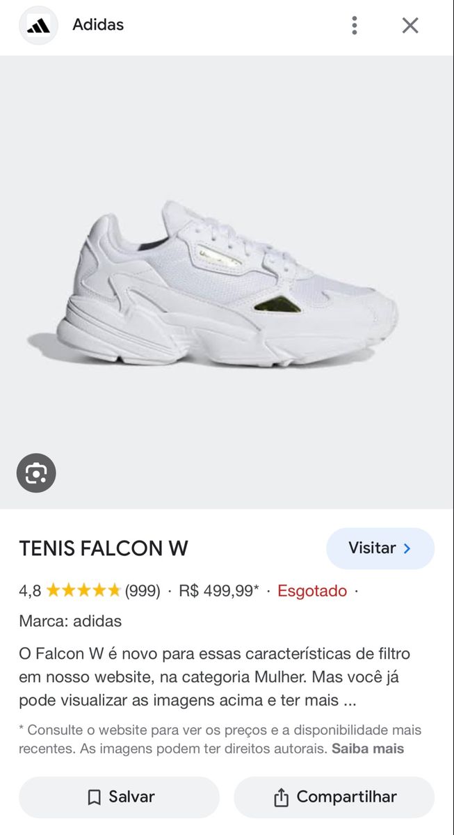 T nis Adidas Falcon W Branco e Dourado T nis Feminino Adidas Usado 96426747 enjoei