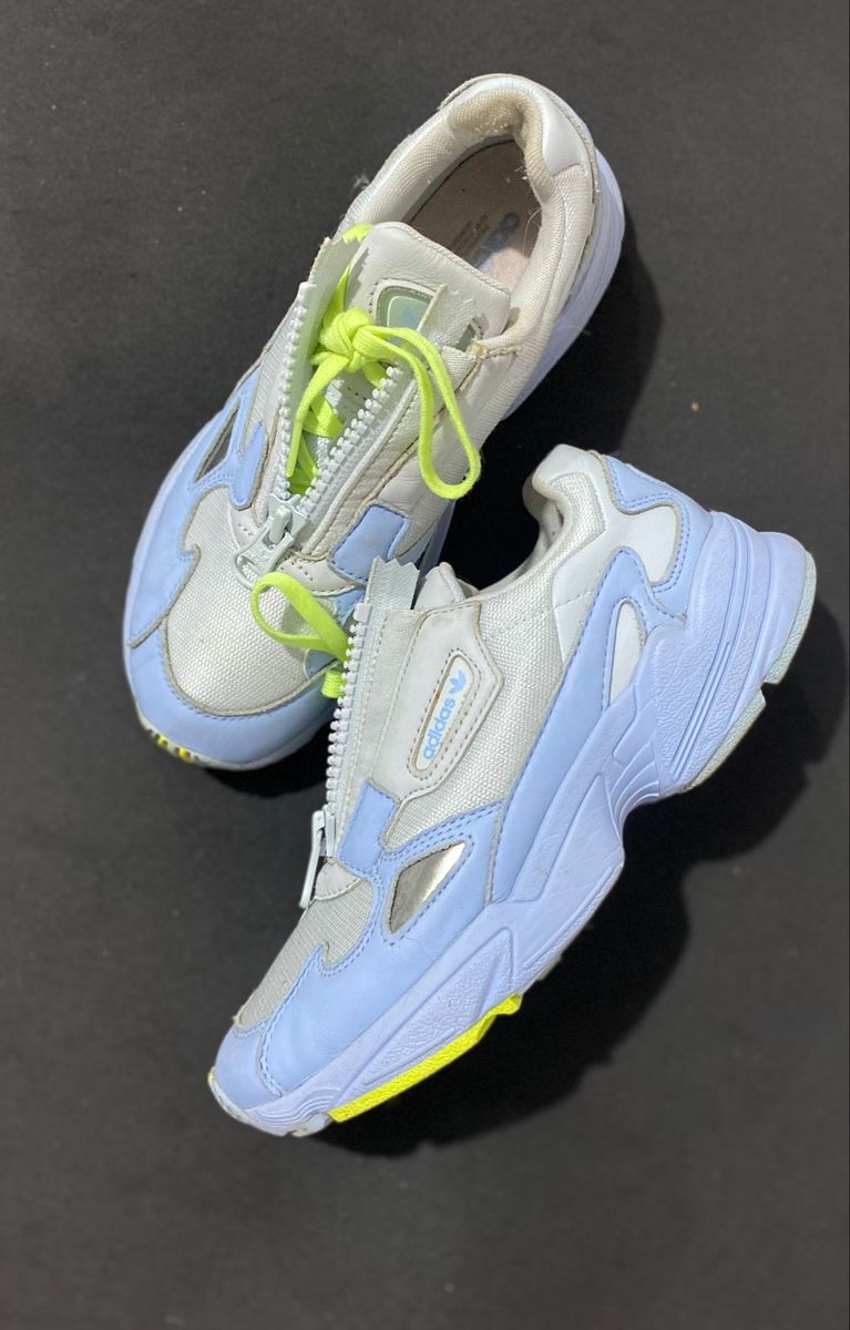 Tênis Adidas Falcon Zip Kylie Azul Neon Zíper | Tênis Feminino