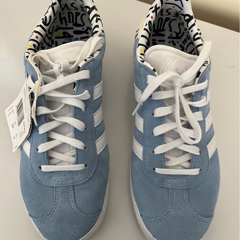 Tênis couro adidas outlet originals gazelle azul