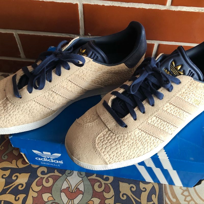 Tênis couro adidas outlet originals gazelle w azul