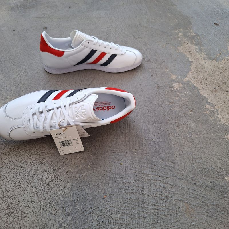 Tênis Adidas Gazelle Branco White Legend Ink Red Dswt Adidas