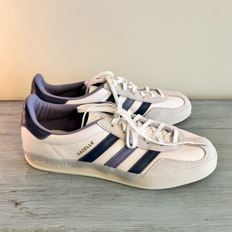 Tnis Adidas Gazelle Indoor Branco com Azul | Adidas Nunca Usado 110559949  | enjoei