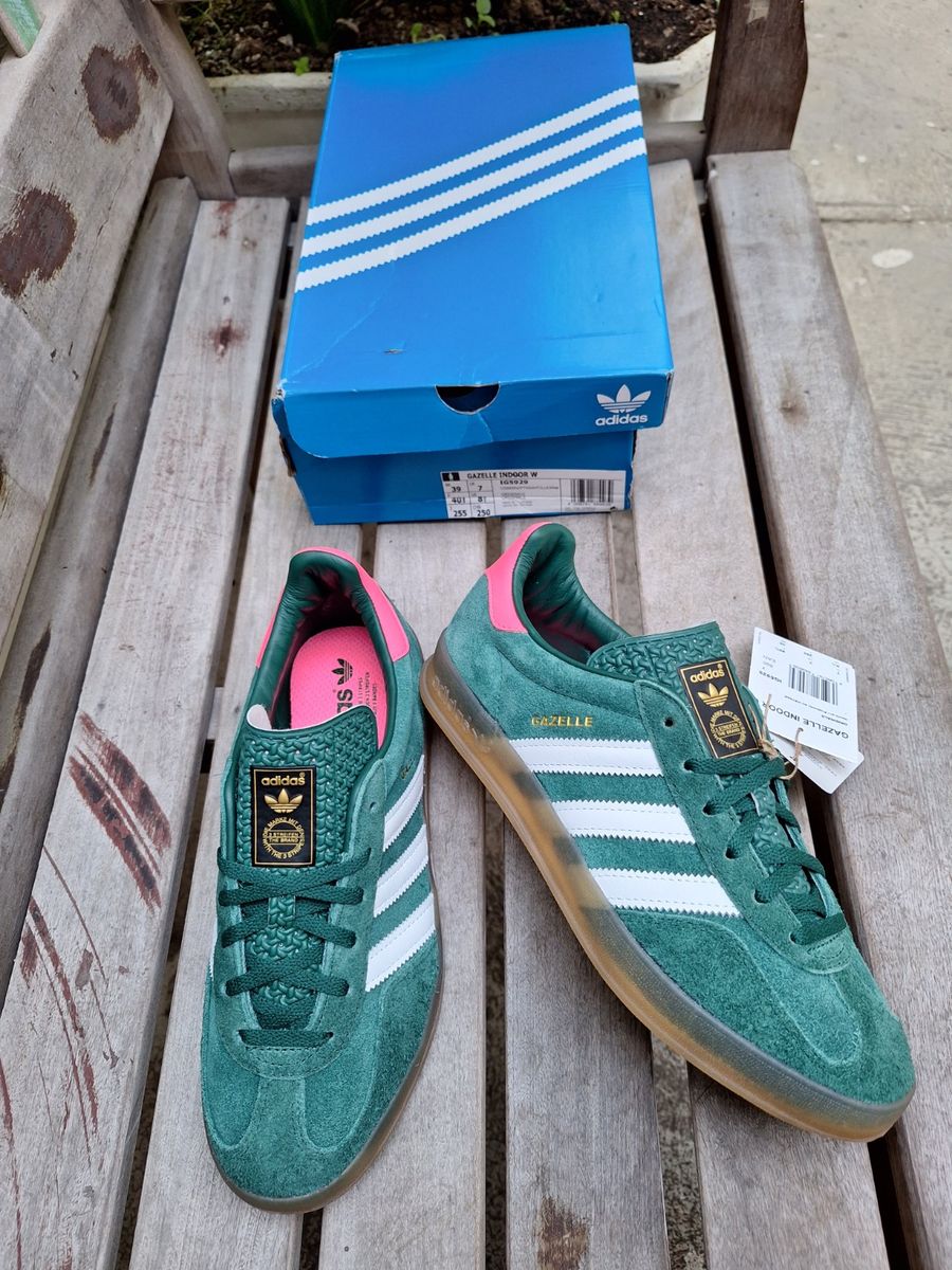 adidas gazelle silver green womens Adidas Gazelle Indoor Collegiate Green Lucid Pink – Newcop