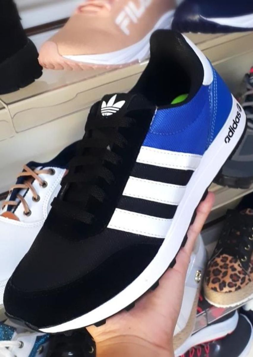 tenis adidas preto e azul