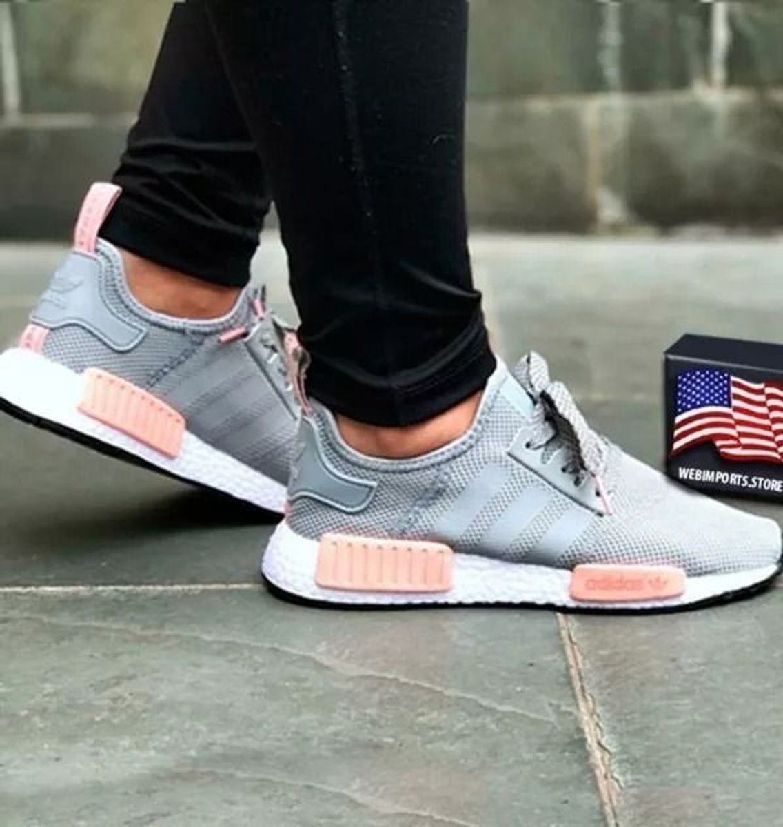 adidas nmd r1 cinza e rosa