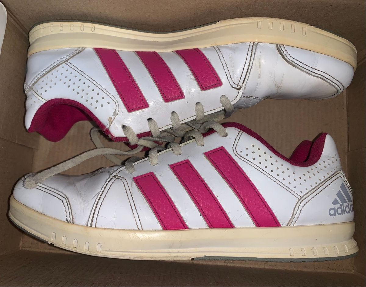 T nis Adidas Originals Lk Trainer 7 Cf K Infantil Branco rosa T nis Feminino Adidas Usado 84721726 enjoei