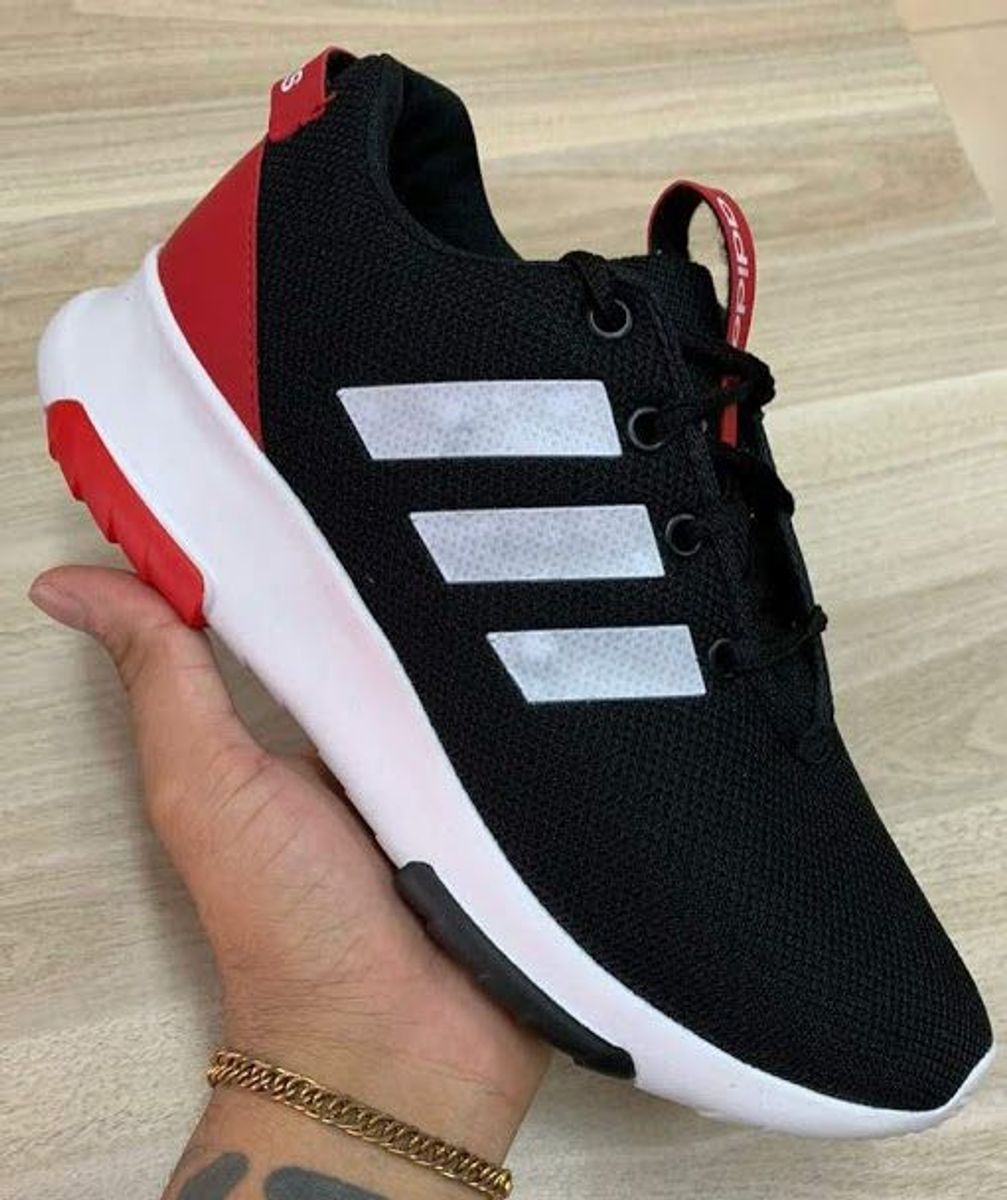 tenis vermelho e preto adidas