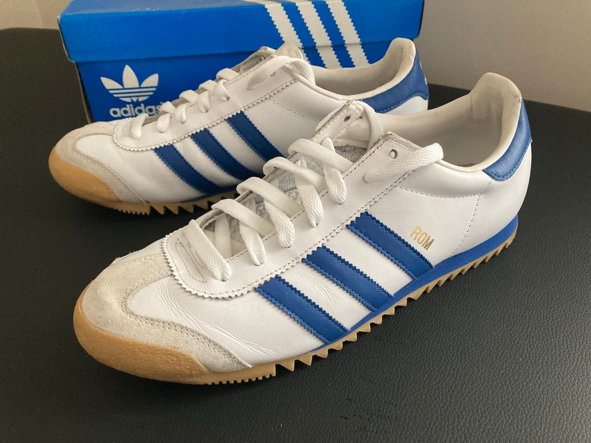 Tênis Adidas Rom, Tam. 40 - Seminovo, Raro, Branco e Galaxy Blue. Raro ...