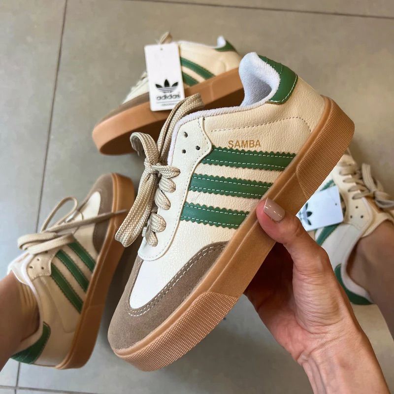 Tnis Adidas Samba Branco Verde Marrom [34] | Adidas Nunca Usado 104654850  | enjoei